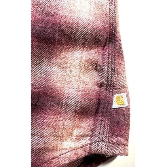 Carhartt Womens Plaid Button-Up Shirt M Long Sleeve Stretch Cotton/Spandex Pink - Picture 8 of 11